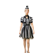 Disfraz de Bitelchus Mujer con rayas negras y blancas, incluye cinturón, lazo y tocado, perfecto para Halloween o fiestas temáticas.