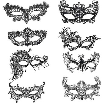 Mascara de Encaje Negra - 8 Piezas