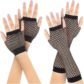 4pcs Guantes de Rejilla Largos y Cortosa para Niña y Mujer