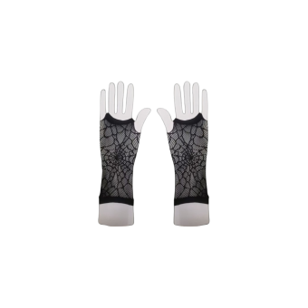 Guantes largos de red sin dedos con diseño de telaraña para mujer – Halloween y cosplay