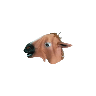 Máscara de caballo realista en látex natural con crines falsas y ventilación integrada