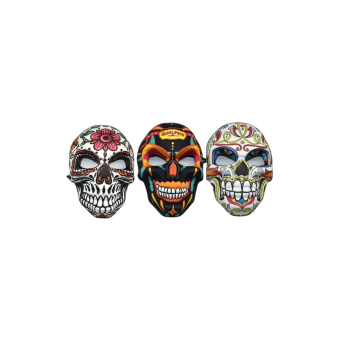 Máscara calavera estilo Catrina – 3 modelos diferentes: multicolor claro, negro con naranja, multicolor vivo. Ideal para Halloween, Día de los Muertos y carnaval.