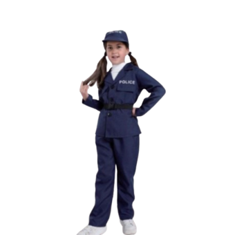 Disfraz de policía para niños y niñas con mono entero, gorra oficial y cinturón ajustable, ideal para misiones y aventuras