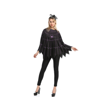 Conjunto de Halloween: poncho de telaraña con brillantina terrorífica y diadema