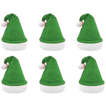 Pack de 6 Gorros Verdes de Navidad ( Infantil)