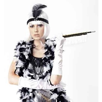 Diadema de Pluma 1920 con Cristal, Bandas para el Pelo de 20s Vintage para Disfraz Gatsby Flapper