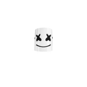 Máscara estilo Marshmello inspirada — casco blanco con ojos en X y sonrisa