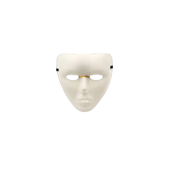 Máscara básica blanca de plástico resistente para adulto, ideal para personalizar o usar en disfraces.
