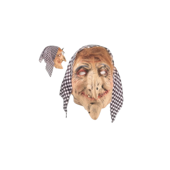 Máscara de vieja de látex con pañuelo en la cabeza para Halloween y disfraces