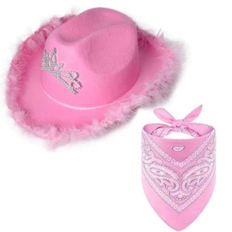 Sombrero con Plumas Cowgirl + Bandana (Adulto)