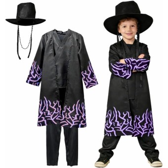 Disfraz de Cosplay de Anime para Niños - Traje Tradicional con Llamas Negras y Moradas para Carnaval y Halloween (5-15 Años)