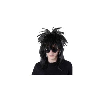 Peluca años 80 para hombre con cabello largo y pincho hacia arriba