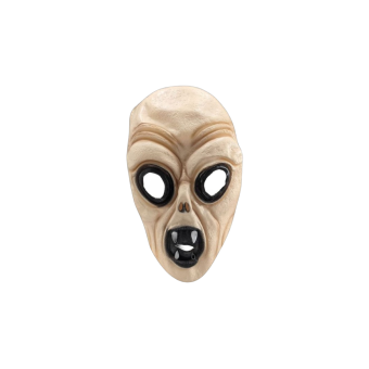 Máscara de alien de látex color carne con ojeras y colmillos, con goma elástica para disfraces de Halloween