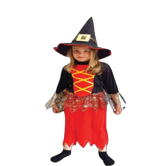 disfraz brujita niña fantasia telarana, vestido niña con tul y sombrero semitransparente, disfraz halloween niña arañas