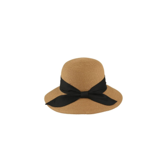 Sombrero elegante de paja para días soleados, estilo retro con lazo.