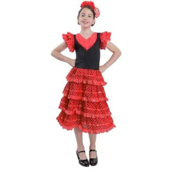 Vestido de Sevillanas Rojo y Negro ( Infantil )