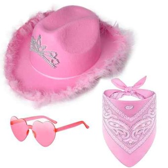 Sombrero Cowgirl Plumas + Gafas + Bandana (Mujer)
