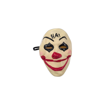 Máscara de payaso de látex con cinta elástica inspirada en La Purga con “HA!” en la frente