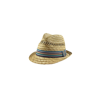 Sombrero Panamá unisex de paja natural con cinta de rayas multicolor