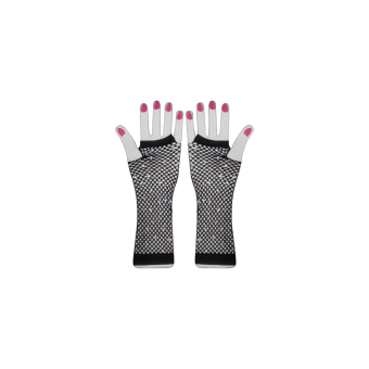 Guantes largos de malla brillantes sin dedos para mujer – accesorios de fiesta, cosplay y Halloween