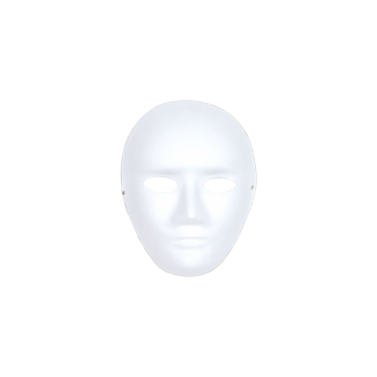 Máscara de cartón blanca para colorear y personalizar, apta para niños y adultos.