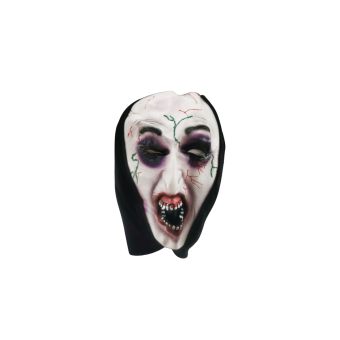 Máscara de bruja poseída de látex con velo negro y cinta elástica para disfraces de Halloween