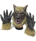 Máscara de cabeza de lobo con guantes