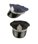 Gorra de Policía para adulto en colores negro y azul con insignia plateada. Talla única y diseño unisex.