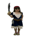 disfraz pirata niña estilo Jack Sparrow, disfraz pirata infantil con sombrero tricorne y chaleco, disfraz Halloween marinero niña