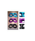 Pack de 3 máscaras antifaz con lentejuelas en colores azul, morado y negro, perfectas para carnaval y fiestas.