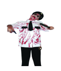 disfraz policía zombi hombre, camisa ensangrentada manga corta, disfraz Halloween uniforme zombi, disfraz muerto viviente policía