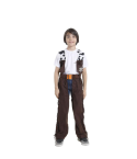 Este disfraz incluye una camiseta blanca de manga corta, con un chaleco estampado de vaca, que aporta un toque auténtico y divertido. Además, el conjunto se completa con una prenda tipo pantalón que se coloca sobre la ropa