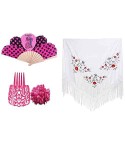 Pack de accesorios fucsia, estilo flamenco que añadirá un toque vintage a tu look es para  mujeres y niñas.