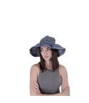 Sombrero de paja flexible para mujer con diseño floral y ala de organza en color crema.