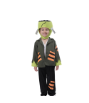 Disfraz infantil de Frankenstein con chaqueta verde rasgada, y pantalón oscuro, ideal para Halloween.