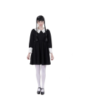disfraz Wednesday Addams mujer, disfraz Merlina vestido negro, disfraz Halloween clásico mujer