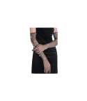 Guantes largos de red mujer con brillos – accesorios para fiestas, cosplay y Halloween