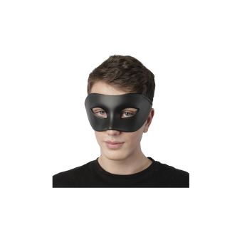 Antifaz Negro Clásico de Plástico – Máscara Elegante para Adulto con Goma Elástica