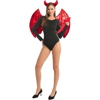 Pack Diablesa Metalizado – Mujer y Niña (Diadema, Alas y Cola)