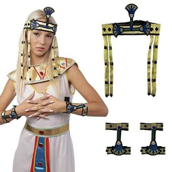 Diadema Egipcia Mujer y Pulsera para Disfraz Cleopatra Mujer, Accesorio de Corona Serpiente Medusa para Disfraces Egipcia