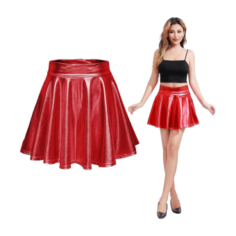 Falda Metalizada Brillante de Cintura Alta – Elegancia y Estilo Futurista Mujer