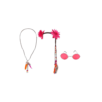 Pack de Accesorios Hippie - Gafas, Diadema y Collar Paz y Amor