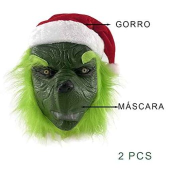 Máscara Grinch Adulto + Gorro Navidad 2 Pcs
