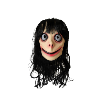 Máscara de Látex de Momo con Pelo para Adulto – Realista y Terrorífica