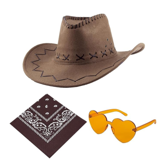 Pack Cowboy – Sombrero, Bandana y Gafas para Niños y Adultos