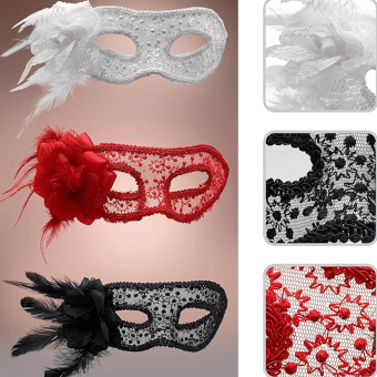 Máscara Sexy de Encaje con Flor - Accesorio Carnaval para Mujer