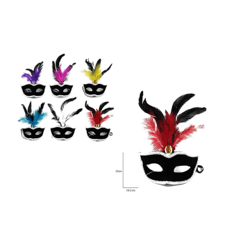 Máscara Decorativa con Pluma Adultos– Inspiración Colombiana para Disfraces y Teatro
