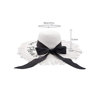 Sombrero Pamela de Paja para Mujer con Ala Ancha y Bordado "SUN PLEASE"