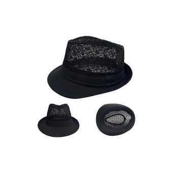 Sombrero Borsalino de Encaje con Cinta – Talla Única Adulto