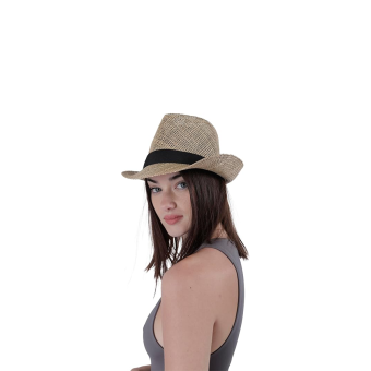 Sombrero Nature Borsalino Unisex – Fedora de Paja Natural con Banda Negra